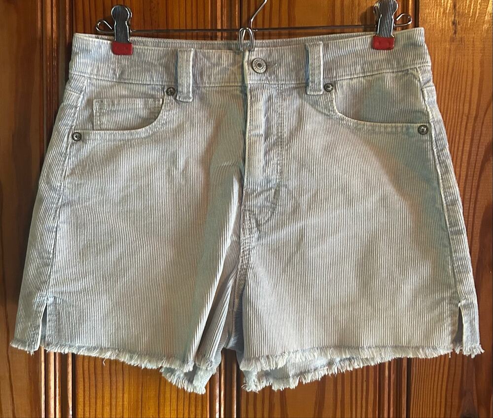 American Eagle Womens Ribbed Mom Shorts blue festival boho size 2